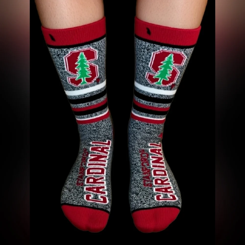 For Bare Feet Gray and Red Stanford Cardinal Socks